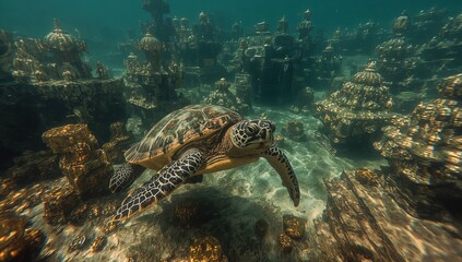 Obraz premium sea turtle swimming