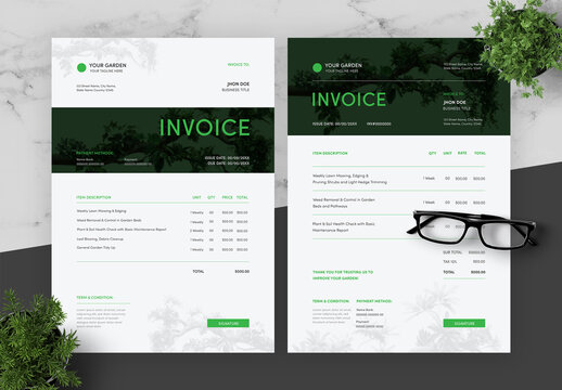 Green And Black Garden Invoice Set