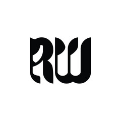 RW monogram logo design letter text name symbol monochrome logotype alphabet character simple logo