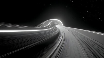 Abstract road through space and time, a futuristic tunnel with motion blur, stars, and the feeling of speed and adventure in the dark night