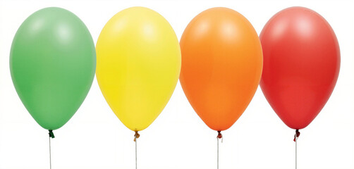 Green balloon, yellow balloon, orange balloon, red balloon, white background, cheerful party