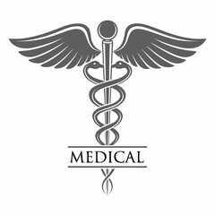 Caduceus Medical Symbol with Word Medical on White Background health healthcare