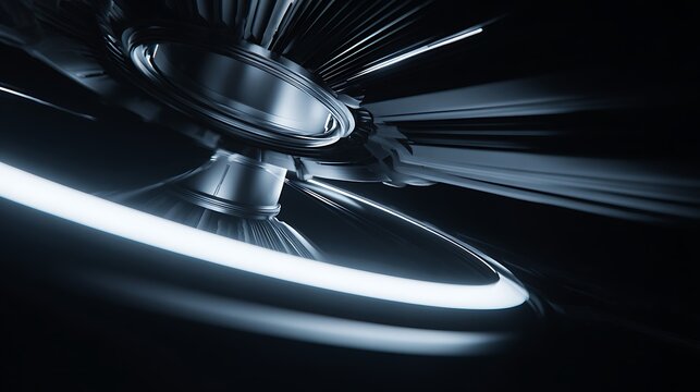 Abstract chrome background with light trails and light effects, creating a futuristic and dynamic atmosphere with a sense of speed and energy