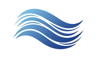 Vector icon of waves in motion, abstract style, blue gradient tones.