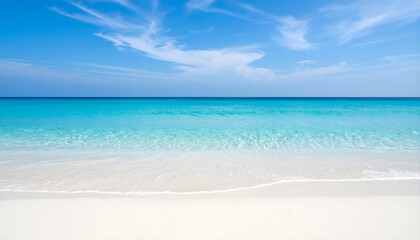 Fototapeta premium Minimal summer beach scene with clear turquoise water surface pattern