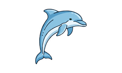 Colorful vector icon set of sea animals dolphin