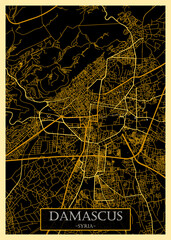 Damascus Syria City Map. city background abstract printable travel art banner, modern city background, abstract paint urban background