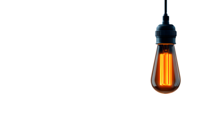 Glowing Edison Bulb, isolated on transparent background