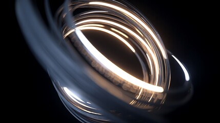 Abstract glowing ring with a futuristic design, creating a vibrant and dynamic background with a sense of energy and motion in a dark space