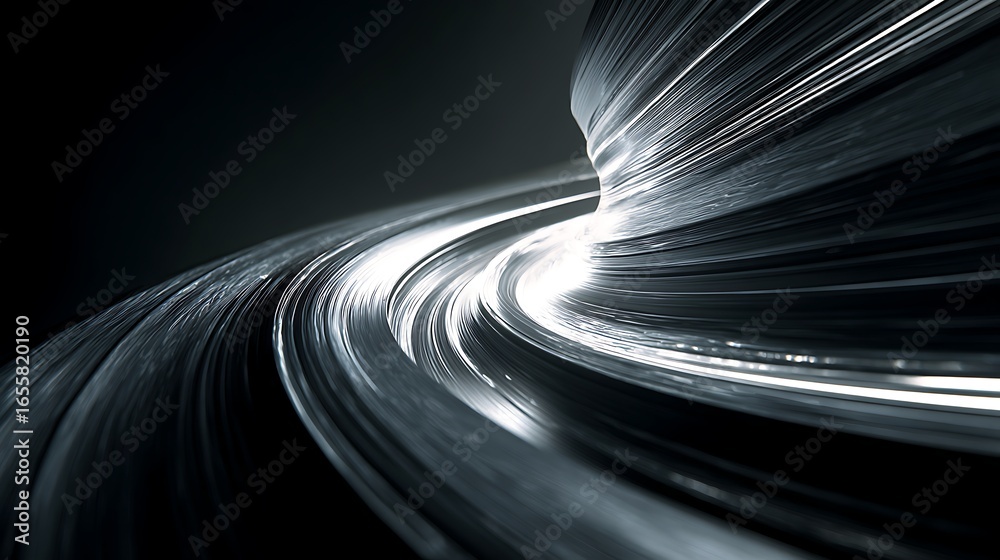 Canvas Prints abstract curve with light and shadow in dark background, a modern and futuristic design with shiny m