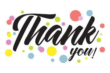 Thank You handwritten isolated on white background. Hand drawn lettering style. Variety colorful design Thank You icon. Vector Illustration. EPS 10