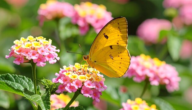 Butterfly on pink flowers - Powered by Adobe