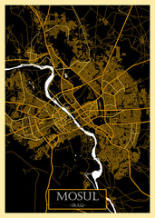 Mosul Iraq City Map. city background abstract printable travel art banner, modern city background, abstract paint urban background
