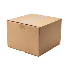 Cardboard box for delivery service, isolated on a white or transparent background.