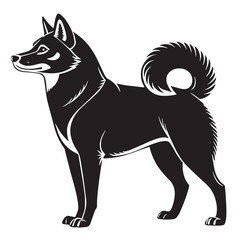 black shiba Silhouette Vector, High Quality Illustration on White Background