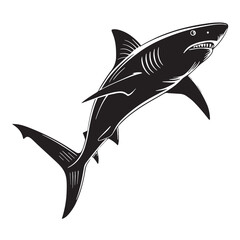 black shark Silhouette Vector, High Quality Illustration on White Background
