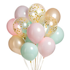 birthday balloons isolated in transparent background