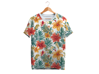Vibrant tropical pattern t-shirt