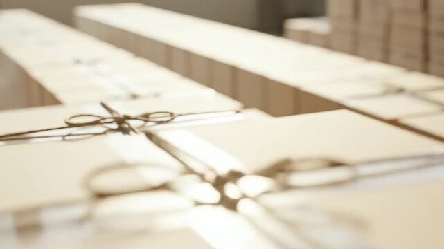 Stacked Cardboard Boxes Tied with Twine - Warehouse Storage