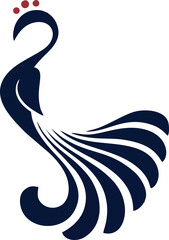 Elegant Stylized Peacock Logo with Royal Crown
