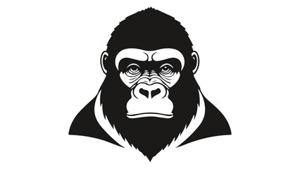 black and white shape of a gorilla face silhouette vector illustration © Giorgi