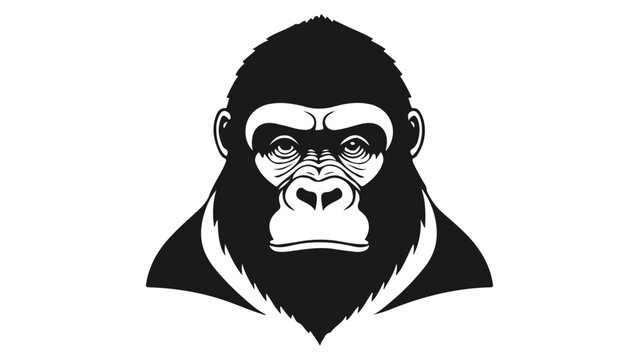 black and white shape of a gorilla face silhouette vector illustration