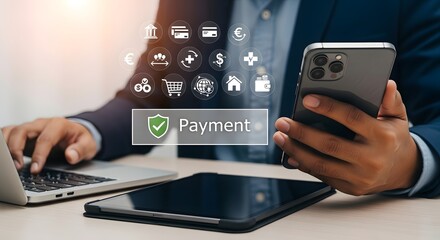 Secure online payment using laptop and mobile phone for digital banking and e commerce business
