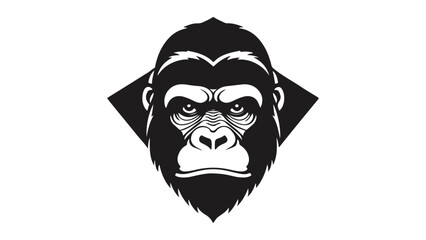 black and white illustration of a gorilla head shape in vector  © Giorgi