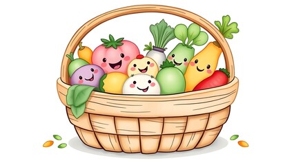 basket with vegetables 
fresh fruit