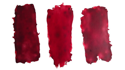 Three red paint strokes isolated on transparent background