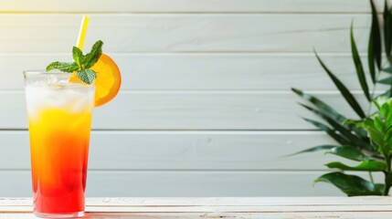 Delicious Summer Juice Drinks on a Colorful Background