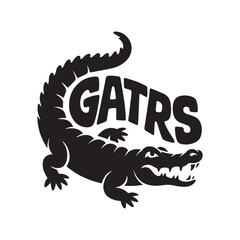 Alligator mascot logo with the word GATRS integrated on its back vector