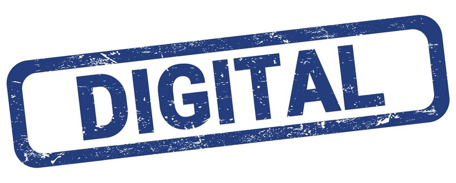 DIGITAL text written on blue rectangle stamp.