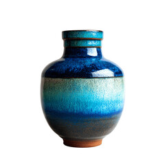 Blue ceramic vase on white background --ar 1:1