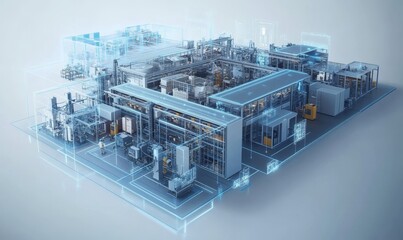 Smart factory presenting the seamless integration of connected machines and workers, improving efficiency, communication, and data-driven decision-making, Generative AI