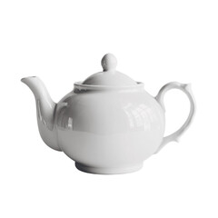 White ceramic teapot on white background --ar 1:1