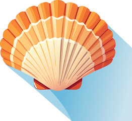 Orange seashell design, perfect for ocean, summer, marine, and beach illustrations. Generative AI