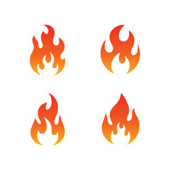 Vector collection of four stylized fire flame symbols