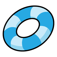 シンプルなストライプ柄の浮き輪　青色（Affinity Designer版）