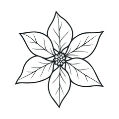 Fototapeta premium Black and white floral mandala illustration with six petals