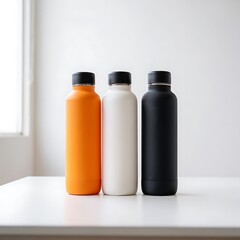 Three Modern Insulated Water Bottles in Vibrant Colors