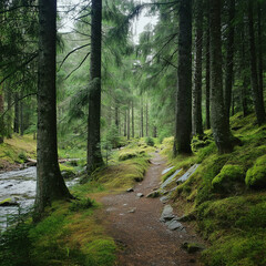 Fototapeta premium Voss forest hikes (Norway)