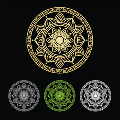 golden Islamic ornamental mandala art illustration design Coloring book page design 