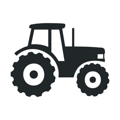 Obraz premium Black tractor silhouette icon on white background