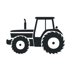 Silhouette of a classic farm tractor with large tires