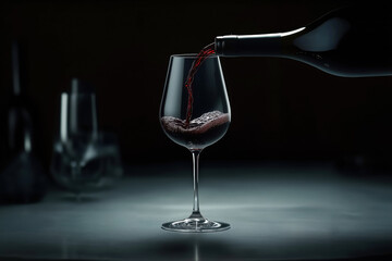 Minimalist red wine pour in dark lighting
