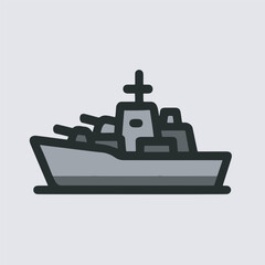 Obraz premium Simple Line Style Warship Cruiser with Antenna Illustration for Graphic Design