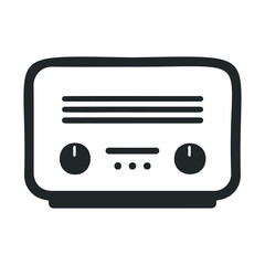 Fototapeta premium Vintage style retro radio icon with minimalist black design