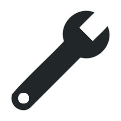 Black wrench tool on white background