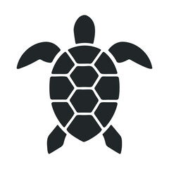 Fototapeta premium Black silhouette of a turtle with hexagonal shell pattern